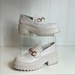 Steve Madden White Platform Loafers